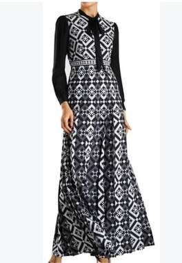 Mary Katrantzou Long Sleev Tile Gown Dress